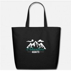 Adventure Awaits Hiking Climbing Black Eco-Friendly Tote Bag